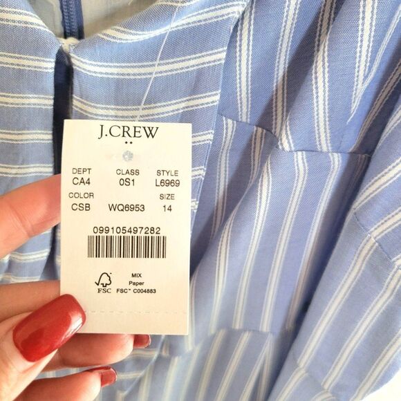 J.Crew Womens Jumpsuit Blue 14 Plus-Size Sleeveless Striped NEW Lined - Picture 10 of 11